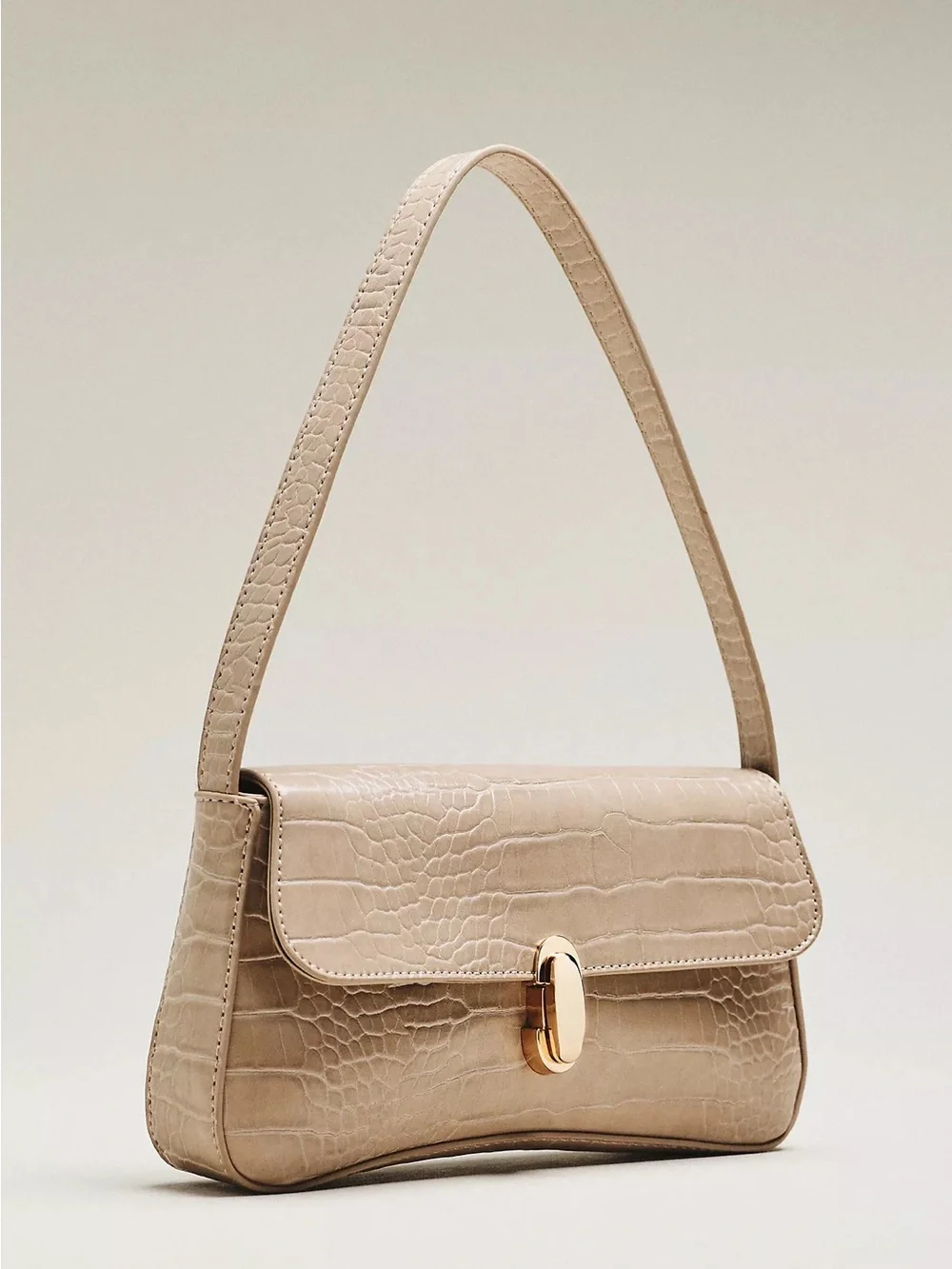Anthropologie Maeve Faux-Leather Croc Purse - NWT - Cream